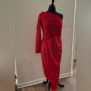 NWT Venus red one shoulder lace dress size - L